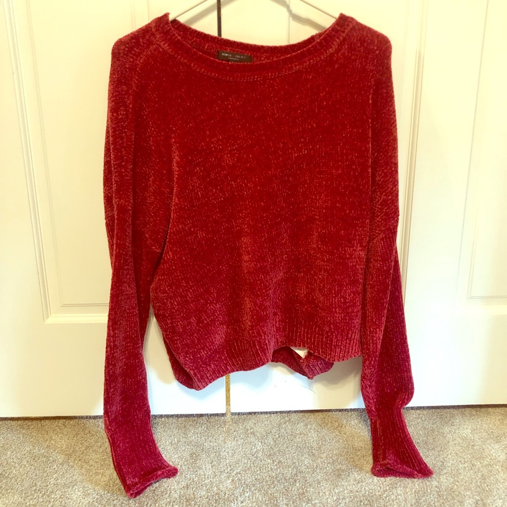 Red velvet sweater